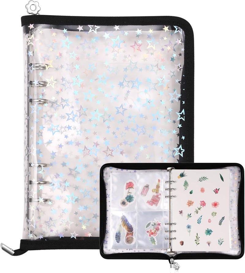 MUDOR 4 in 1 Sticker Storage Organizer, A5 Sticker Collecting Book Album Holder Binder with 140 Pockets Sleeves and 20 Sheets Reusable Release Paper,Black - Image 1